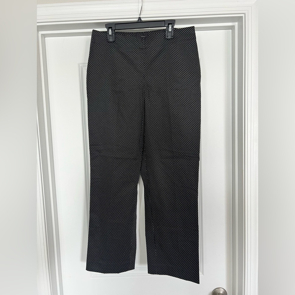 Talbots Black and White Polka Dot Classic Side Zip Pants
